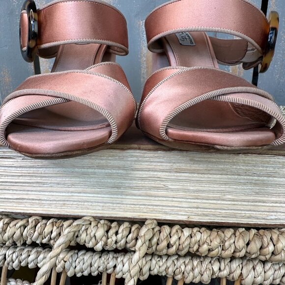 Tabitha Simmons For Johanna Ortiz Reyner Buckled Satin Block Heel Rose Sz 7 1/2 - Picture 6 of 16